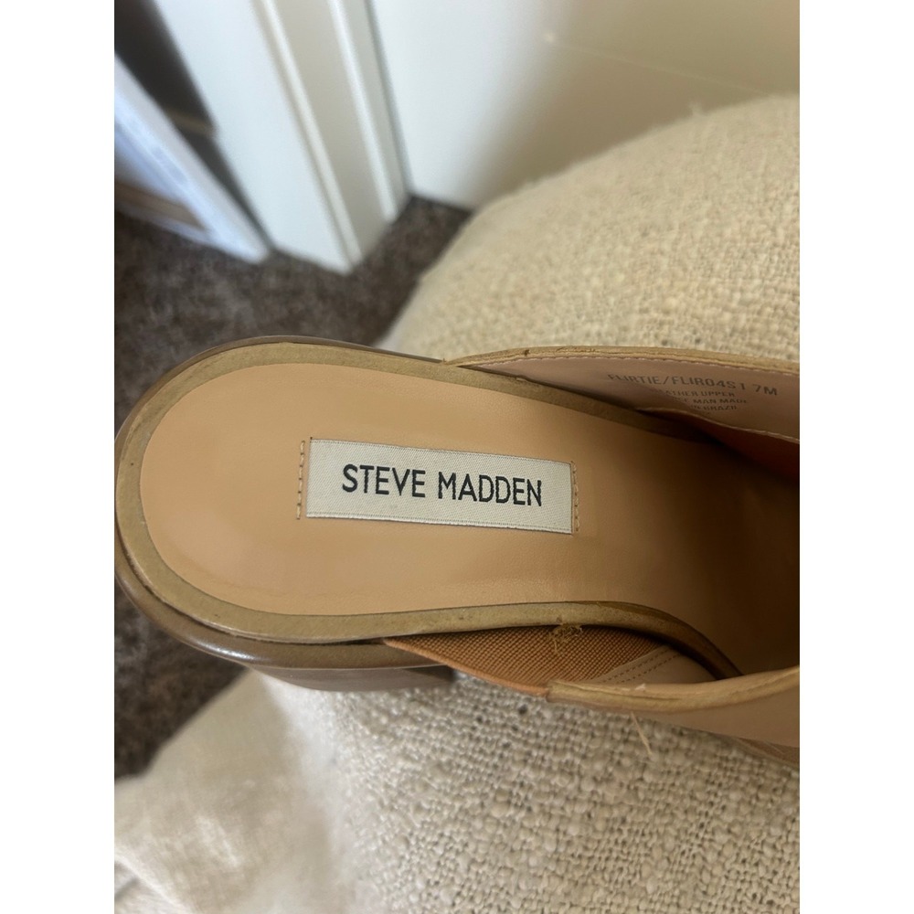 Steve Madden Tan Flirtie Block Heel Clogs Womens Size 7 - Picture 7 of 10
